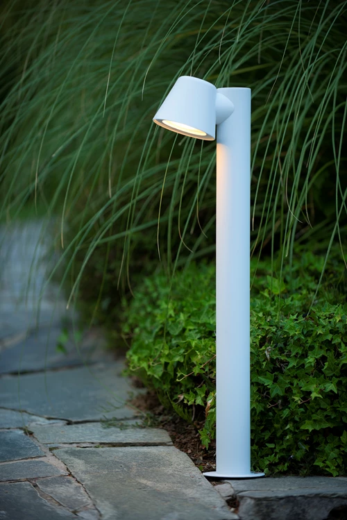 Lucide DINGO-LED - Pollerleuchte - LED Dim. - GU10 - 1x5W 3000K - IP44 - Weiß - Atmosphäre 1